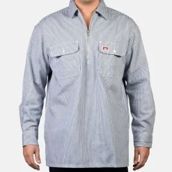 Ben Davis 1/2 Zip<Long Sleeve 100% Cotton 1/2 Zip Shirt -