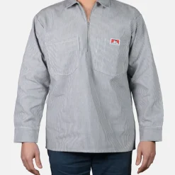 Ben Davis 1/2 Zip<Long Sleeve Striped 1/2 Zip Shirt -