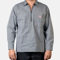 Ben Davis 1/2 Zip<Long Sleeve Striped 1/2 Zip Shirt -