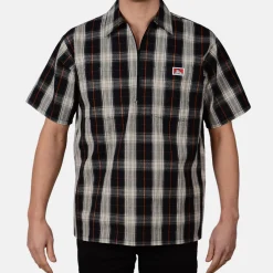Ben Davis 1/2 Zip<Short Sleeve Plaid 1/2 Zip Shirt -