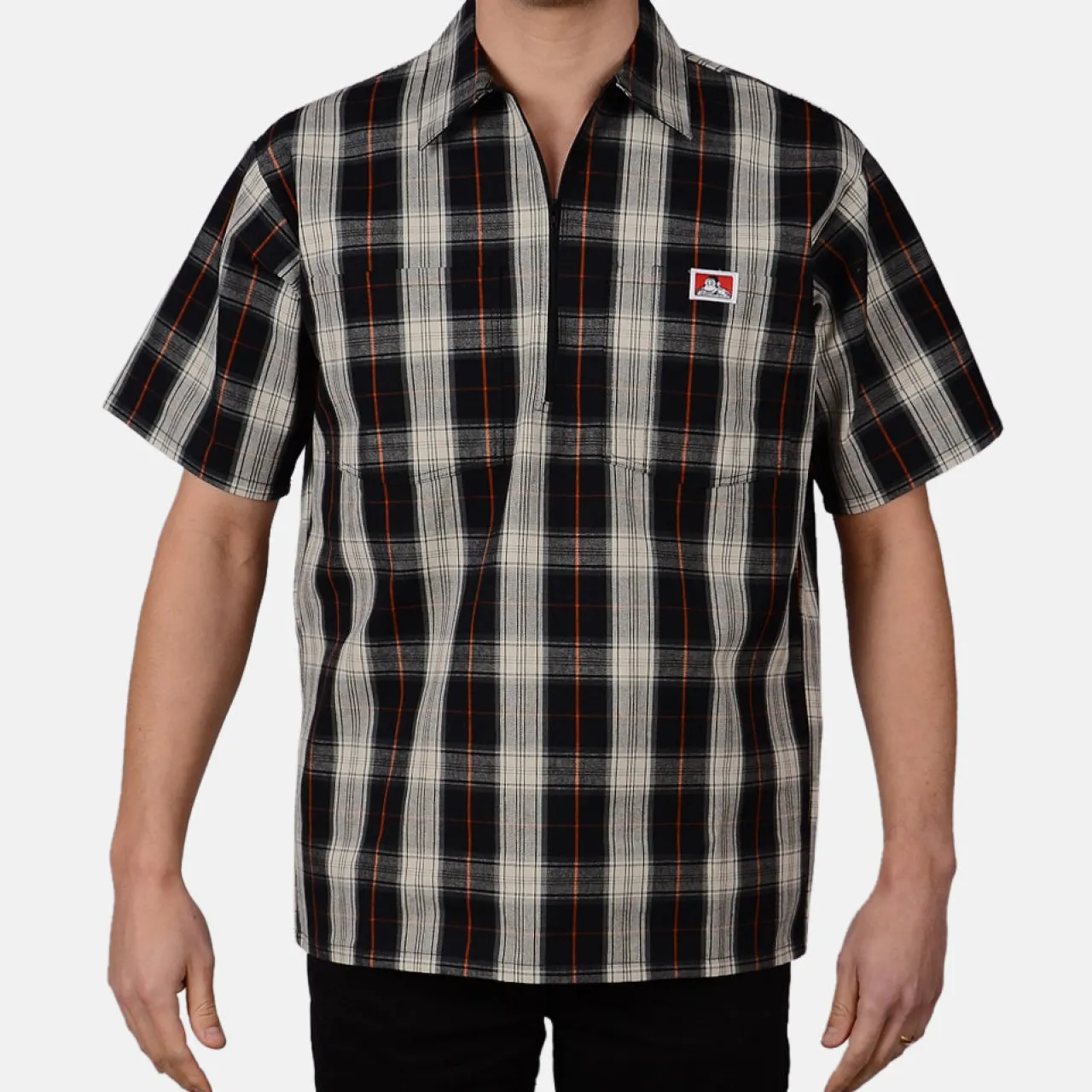 Ben Davis 1/2 Zip<Short Sleeve Plaid 1/2 Zip Shirt -