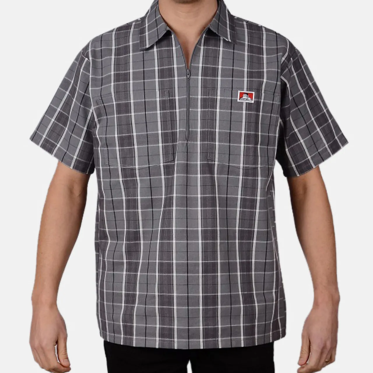 Ben Davis 1/2 Zip<Short Sleeve Plaid 1/2 Zip Shirt -