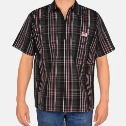 Ben Davis 1/2 Zip<Short Sleeve Plaid 1/2 Zip Shirt -
