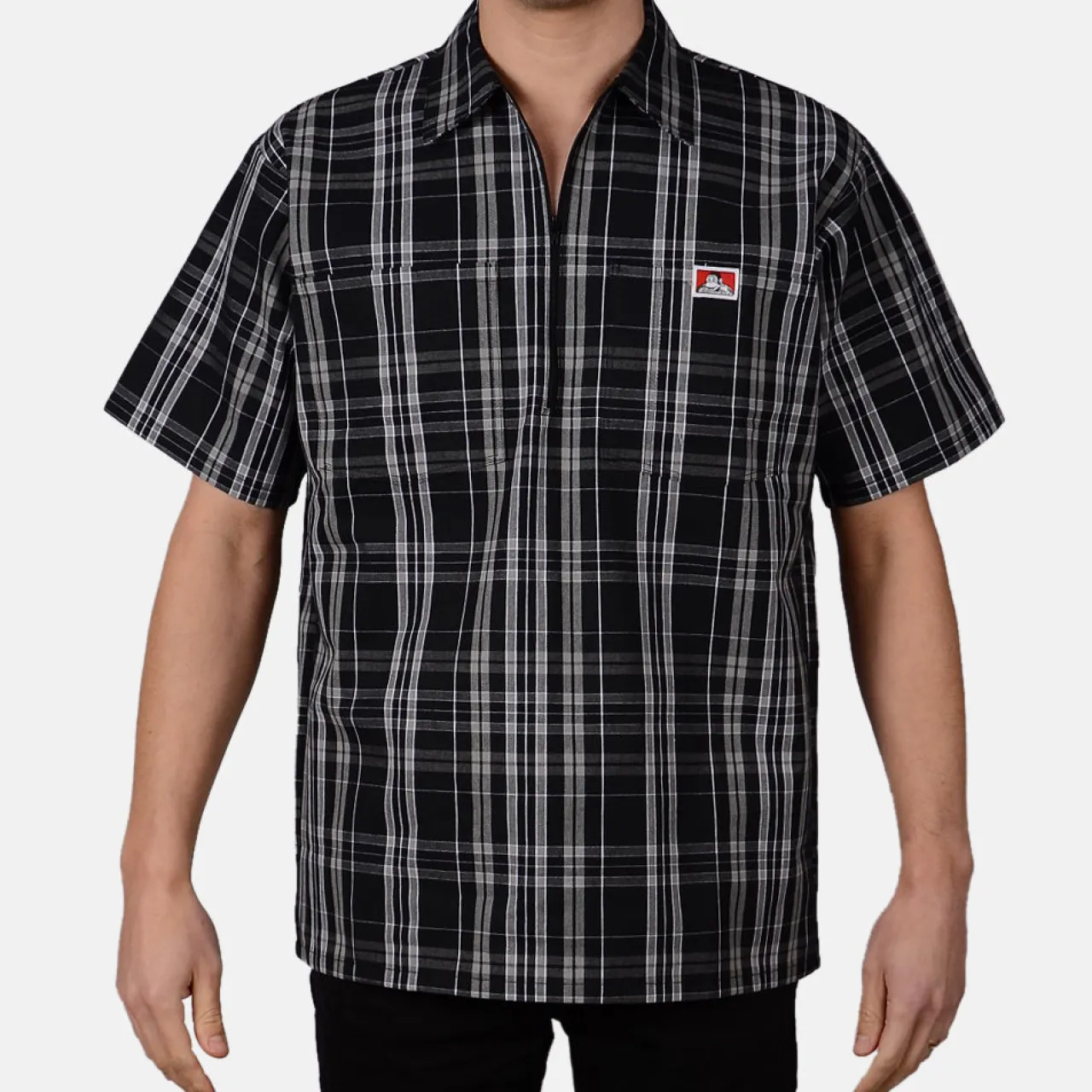 Ben Davis 1/2 Zip<Short Sleeve Plaid 1/2 Zip Shirt -