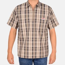 Ben Davis 1/2 Zip<Short Sleeve Plaid 1/2 Zip Shirt -