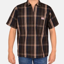 Ben Davis 1/2 Zip<Short Sleeve Plaid 1/2 Zip Shirt -