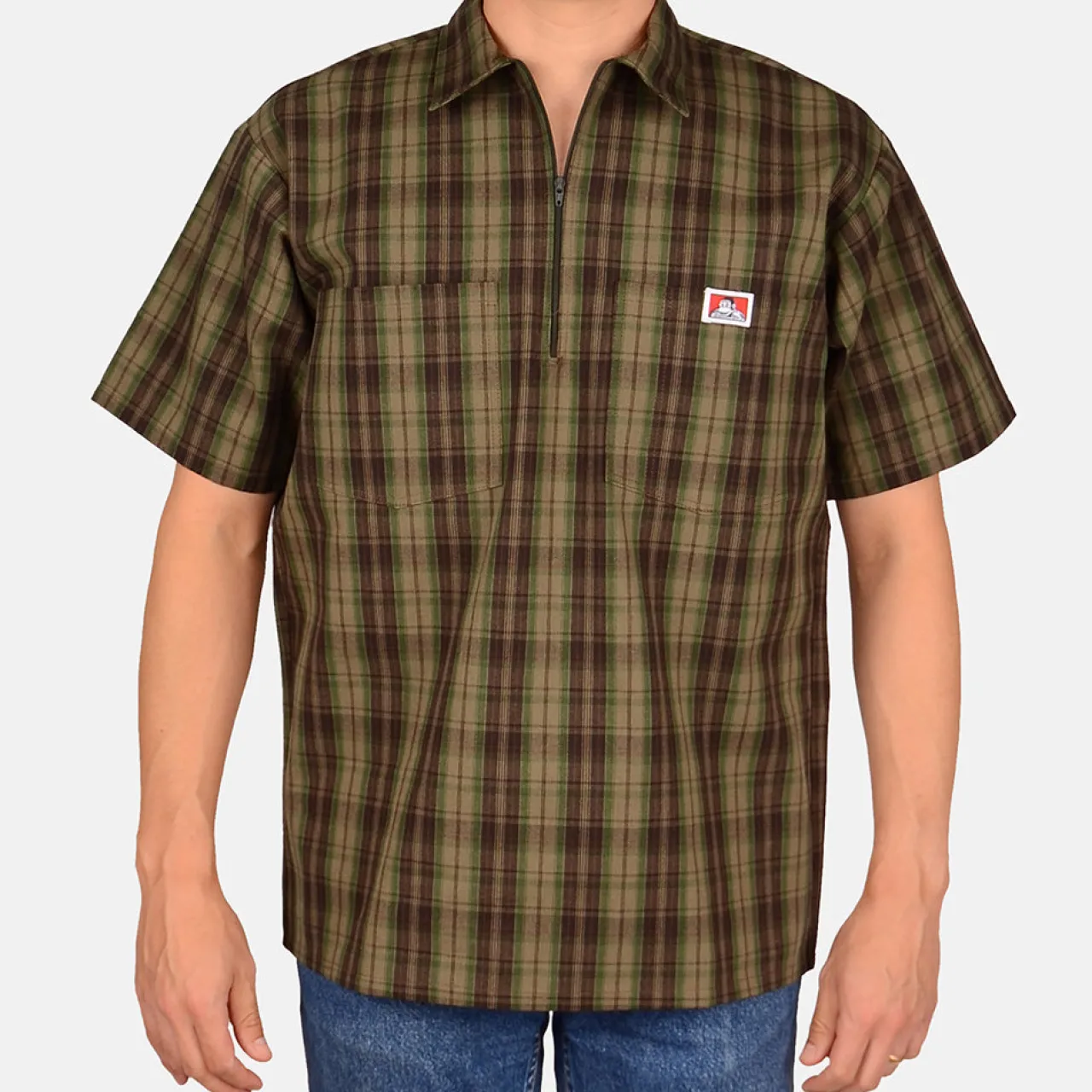 Ben Davis 1/2 Zip<Short Sleeve Plaid 1/2 Zip Shirt -