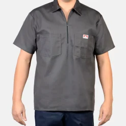 Ben Davis 1/2 Zip<Short Sleeve Solid 1/2 Zip Shirt -
