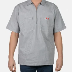 Ben Davis 1/2 Zip<Short Sleeve Striped 1/2 Zip Shirt -