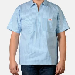 Ben Davis 1/2 Zip<Short Sleeve Striped 1/2 Zip Shirt -