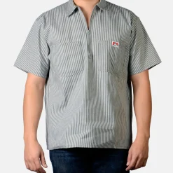 Ben Davis 1/2 Zip<Short Sleeve Striped 1/2 Zip Shirt -