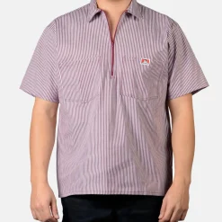 Ben Davis 1/2 Zip<Short Sleeve Striped 1/2 Zip Shirt -
