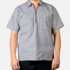Ben Davis 1/2 Zip<Short Sleeve Striped 1/2 Zip Shirt -