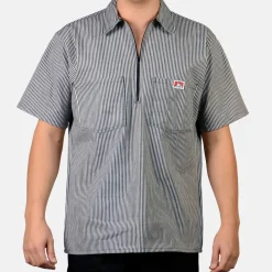 Ben Davis 1/2 Zip<Short Sleeve Striped 1/2 Zip Shirt -