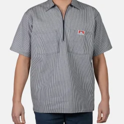 Ben Davis 1/2 Zip<Short Sleeve Striped 1/2 Zip Shirt -