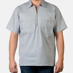Ben Davis 1/2 Zip<Short Sleeve Striped 1/2 Zip Shirt -